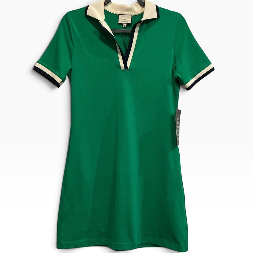 NWT Tuckernuck Sutton Dress Green Cotton Polo Mini Dress Pockets XS / S - Picture 4 of 7